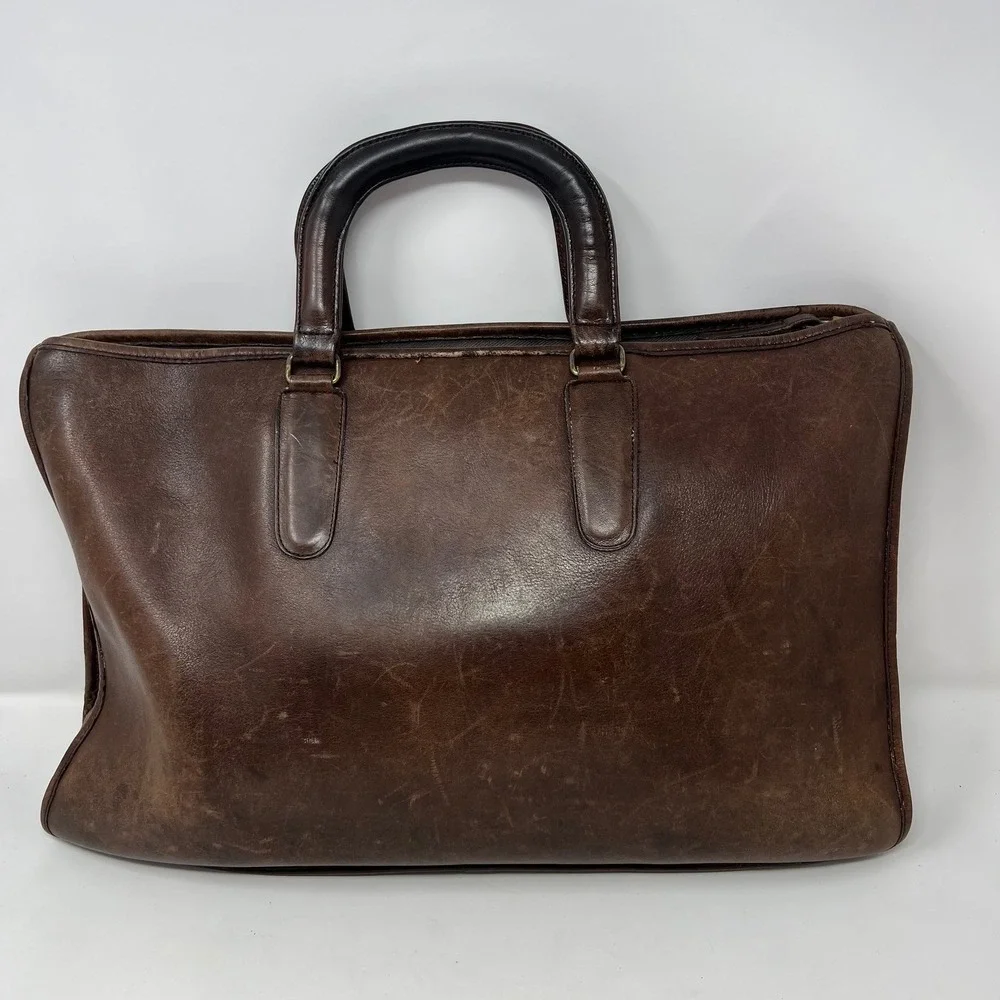 Vintage Coach NYC Brown Leather Briefcase Attache USA Glove Tanned No. 507-9246
